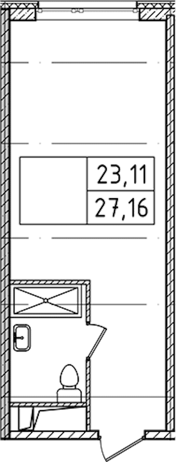 Квартира студия 27.16 м², 14/14 эт., Комплекс апартаментов «Ladozhsky Avenir»